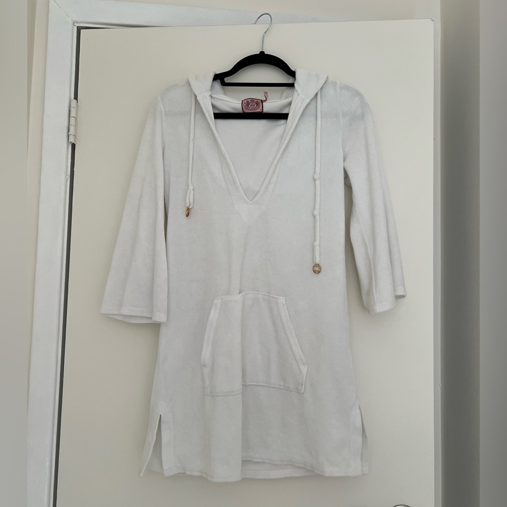 Juicy Couture White Hooded Terry Cover-up.